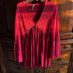 Red Lace Long Sleeve Dress